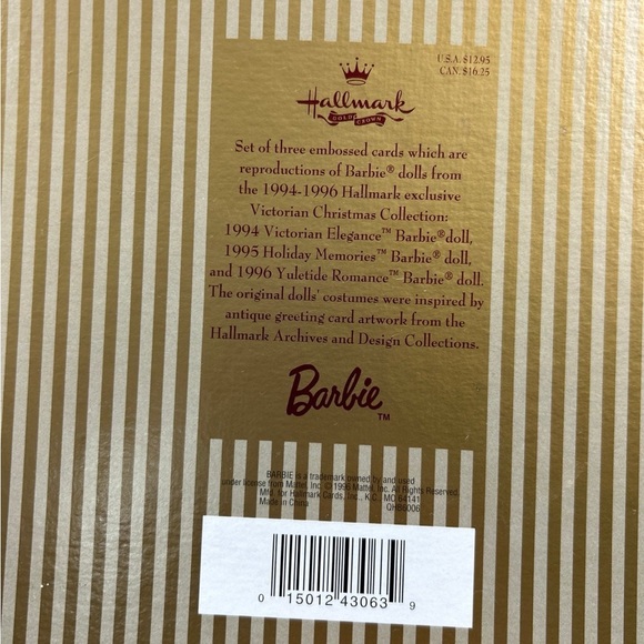 Barbie doll Hallmark 3 embossed cards 1996 greeting cards - Picture 9 of 12